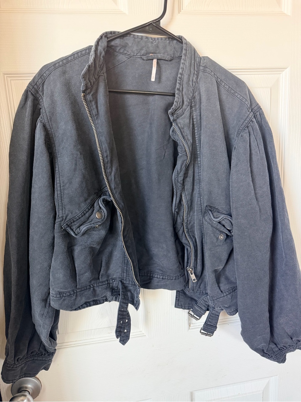 Free People Faded Charcoal Bomber Jacket